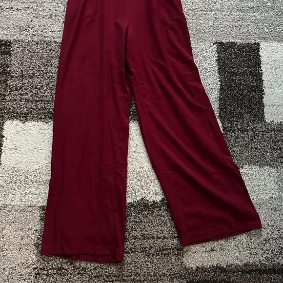 LULUS (XL) Burgundy Kiska Jumpsuit Dressy Red Lace V-Neck Surplice Sleeveless - Picture 5 of 16